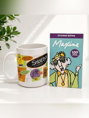 Hallmark Maxine Mug & Sticker Notes Set Shoebox Coffee Cup Gift Bundle NEW Book